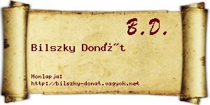 Bilszky Donát névjegykártya